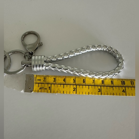 Key Chain w/ Crystal, Rhinestone Cross, Braided Rope - Picture 8 of 11
